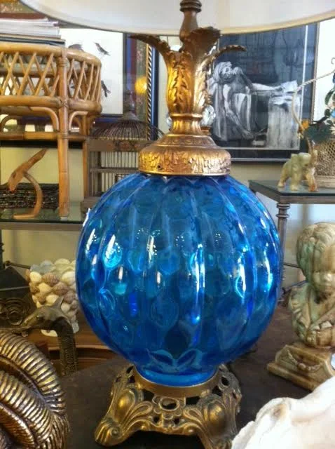 blue globe lamp Casa Victoria Vintage Furniture Blog Casa